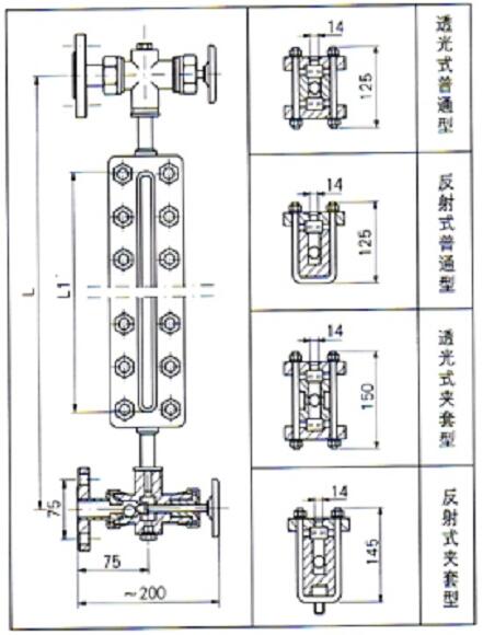 透光反射式玻璃板液位计